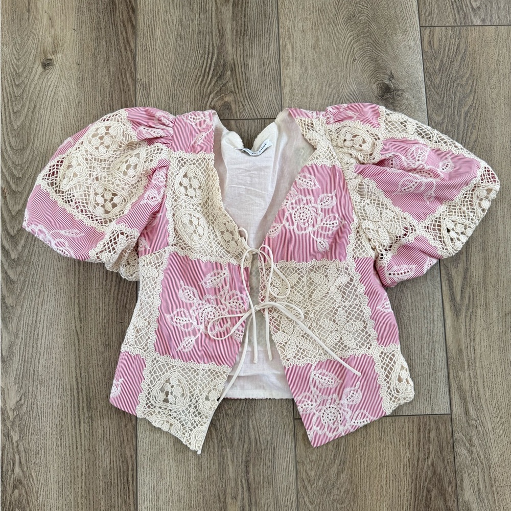 Pink and Cream Lace Patchwork Blouse
